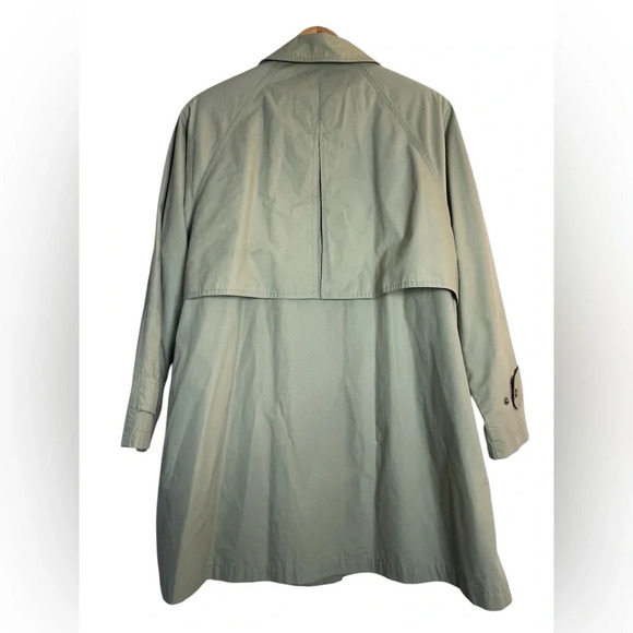 London Fog Light Green Women’s Trench Coat Detachable Hood Medium Raincoat Long - Picture 3 of 12
